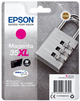 Epson 35XL - 20.3 ml - XL - magenta - original - emballage coque avec alarme radioélectrique/ acoustique - cartouche d'encre - pour WorkForce Pro WF-4720, WF-4720DWF, WF-4725DWF, WF-4730, WF-4730DTWF, WF-4740, WF-4740DTWF 