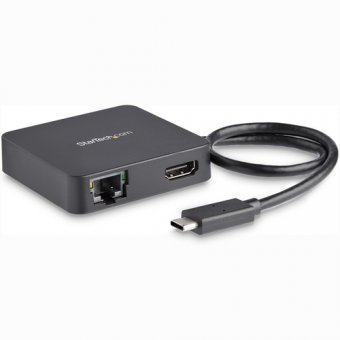 StarTech.com Adaptateur multiport USB-C pour ordinateur portable - Station d'accueil USB C avec HDMI 4K GbE USB 3.0 (USB-A) - Alimenté - Station d'accueil - USB-C / Thunderbolt 3 - HDMI - 1GbE - Conformité TAA 