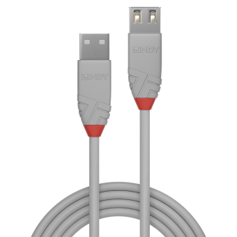 Lindy Rallonge USB 2.0 type A, Anthra Line, Gris, 0.2m 