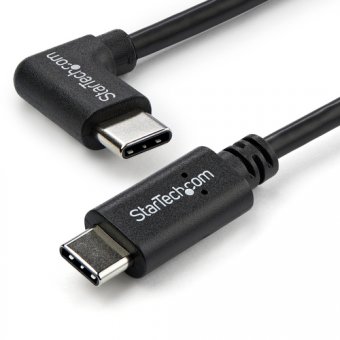 StarTech Câble USB-C coudé à angle droit de 1 m - Cordon USB-C vers USB-C à 90 ° - Câble de charge USB Type-C - M/M - USB 2.0 - Câble USB - USB-C (M) droit pour USB-C (M) angle droit - USB 2.0 - 1 m - noir - pour P/N: DKT30CHD 