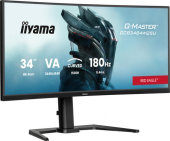 iiyama G-MASTER Red Eagle GCB3484WQSU-B1 - Écran LED - jeux - incurvé - 34" (31.4" visualisable) - 3440 x 1440 UWQHD @ 180 Hz - VA - 500 cd/m² - 4000:1 - 0.4 ms - 2xHDMI, DisplayPort, 2xUSB-C, 2xUSB - haut-parleurs - noir 