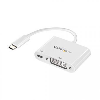 StarTech.com Adaptateur USB-C vers DVI avec USB Power Delivery - 1920x1200 - Blanc - Adaptateur vidéo externe - Parade PS171 - USB-C - DVI - blanc 