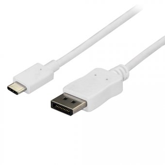StarTech.com Câble adaptateur USB C vers DisplayPort 1,8 m - 4K - Blanc - Câble DisplayPort - USB-C (M) pour DisplayPort (M) - Displayport 1.2/Thunderbolt 3 - 1.8 m - support pour 4K60Hz (3840 x 2160) - blanc 