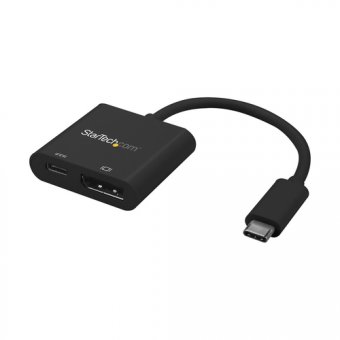 StarTech Adaptateur USB-C vers DisplayPort - USB Power Delivery - 4K - Adaptateur DisplayPort - USB-C (M) pour DisplayPort, USB-C (alimentation uniquement) (F) - Displayport 1.2/Thunderbolt 3 - USB Power Delivery (60W), support 4K60Hz (4096 x 2160) - noir 