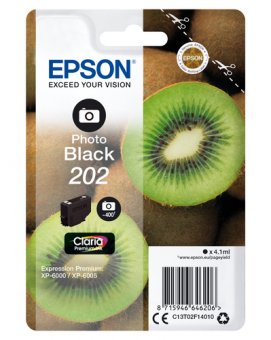 Epson 202 - 4.1 ml - photo noire - original - emballage coque avec alarme radioélectrique/ acoustique - cartouche d'encre - pour Expression Premium XP-6000, XP-6005 