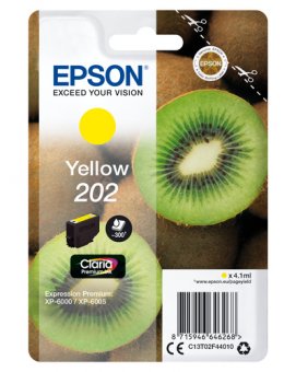 Epson 202 - 4.1 ml - jaune - original - emballage coque avec alarme radioélectrique - cartouche d'encre - pour Expression Premium XP-6000, XP-6005 