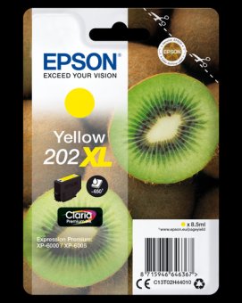 Epson 202XL - 8.5 ml - XL - jaune - original - blister - cartouche d'encre - pour Expression Premium XP-6000, XP-6005, XP-6100, XP-6105 