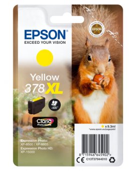 Epson 378XL - 9.3 ml - XL - jaune - original - blister - cartouche d'encre - pour Expression Home XP-8605, 8606, Expression Home HD XP-15000, Expression Photo XP-8505, 8700 