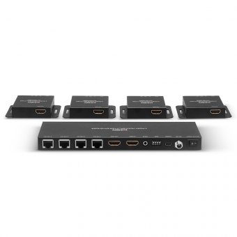 Lindy Kit Extender Splitter 4 Ports HDMI 4K30 & IR avec Loop Out, Cat.6 70m 