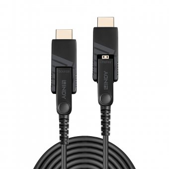 Lindy Câble Micro-HDMI 4K60 Hybride Fibre Optique, Connecteurs HDMI & DVI fournis, 10m 