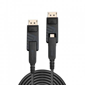 Lindy Câble Mini DisplayPort 1.4 Hybride Fibre Optique, connecteurs DP fournis, 30m 