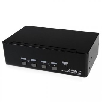 StarTech.com Switch KVM USB 2 Ecrans DVI pour 4 Ordinateurs avec Audio - Commutateur KVM - Commutateur écran-clavier-souris/audio/USB - 4 x KVM / audio / USB - 1 utilisateur local - de bureau - pour P/N: IM12D1500P, SV431RACK, SVA12M2NEUA, SVA12M5NA, USBD 