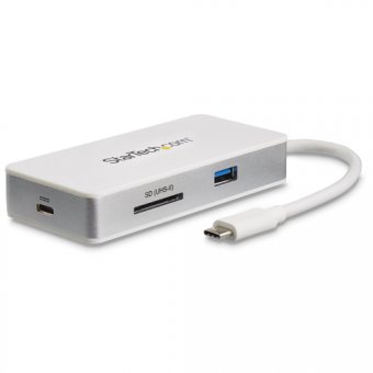 StarTech.com USB C Multiport Adapter - 4K HDMI - SD / SDHC / SDXC - Power Delivery (USB PD) - USB-C to USB Adapter - USB Type C Adapter (DKT3CHSD4GPD) - Station d'accueil - USB-C - HDMI - 1GbE 