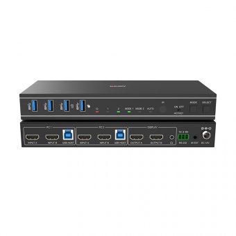 Lindy Switch KVM  Dual Head HDMI 4K60, USB 3.0, 2 Ports 