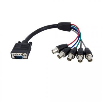 StarTech.com Câble d'écran coaxial VGA vers 5x BNC RGBHV de 30cm - Câble adapatateur / Cordon HD15 vers vidéo BNC - Mâle / Femelle - Câble VGA - BNC (F) pour HD-15 (VGA) (M) - 30 cm - noir 