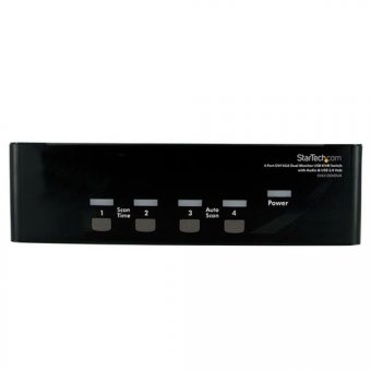 StarTech.com Commutateur KVM USB et double écran DVI / VGA à 4 ports avec audio et hub USB 2.0 - Switch écran clavier souris - Commutateur écran-clavier-souris/audio/USB - 4 x KVM / audio / USB - 1 utilisateur local - de bureau - pour P/N: IM12D1500P, SVA 