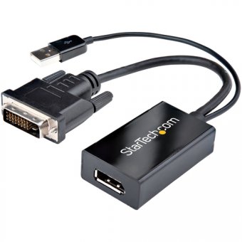 StarTech Adaptateur DVI vers DisplayPort avec alimentation USB - Convertisseur vidéo DVI vers DP - 1920 x 1200 - Adaptateur vidéo - liaison double - DVI-D (M) pour DisplayPort (F) - alimentation USB 