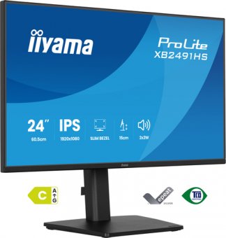 iiyama ProLite XB2491HS-B1 - Écran LED - 24" (23.8" visualisable) - 1920 x 1080 Full HD (1080p) @ 120 Hz - IPS - 350 cd/m² - 1500:1 - 1 ms - HDMI, DisplayPort - haut-parleurs - noir, mat 