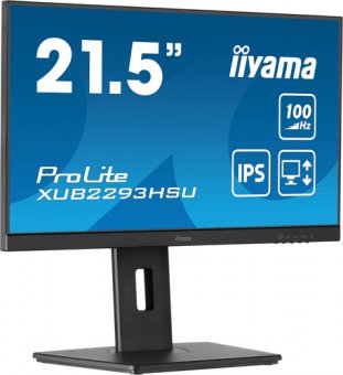 iiyama ProLite XUB2293HSU-B7 - Écran LED - 21.5" - 1920 x 1080 Full HD (1080p) @ 100 Hz - IPS - 300 cd/m² - 1000:1 - 1 ms - HDMI, DisplayPort - haut-parleurs - noir, mat 