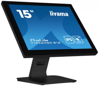 iiyama ProLite T1532MSC-B1S - Écran LCD - 15" - écran tactile - 1024 x 768 - TN - 350 cd/m² - 800:1 - 8 ms - HDMI, VGA, DisplayPort - haut-parleurs - noir, mat 