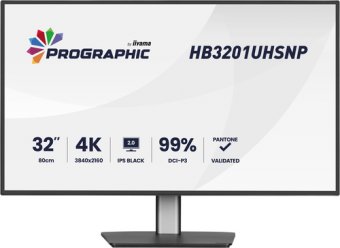 Iiyama ProGraphic HB3201UHSNP-B1 - Écran LED - 31.5" - 3840 x 2160 4K @ 60 Hz - IPS Black 2.0 - 450 cd/m² - 3000:1 - 4 ms - HDMI, DisplayPort, USB-C - haut-parleurs - noir, mat 