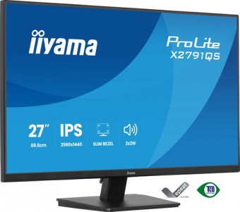 iiyama ProLite X2791QS-B1 - Écran LED - 27" - 2560 x 1440 QHD @ 75 Hz - IPS - 350 cd/m² - 1000:1 - 1 ms - HDMI, DisplayPort - haut-parleurs - noir, mat 