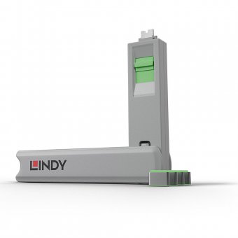 Lindy Kit bloqueur de port USB Type C avec clé et 4 verrous, vert 