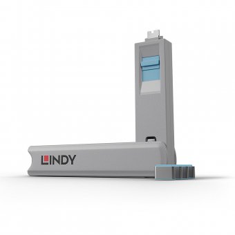 Lindy Kit bloqueur de port USB Type C avec clé et 4 verrous, Bleu 