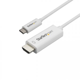 StarTech.com Câble adaptateur USB-C vers HDMI 4K 60 Hz de 1 m - Blanc - Câble adaptateur - USB-C mâle pour HDMI mâle - 1 m - blanc - support pour 4K60Hz (3840 x 2160) - pour P/N: TB4CDOCK 