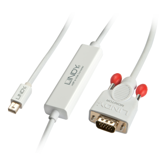 Lindy Câble Mini DisplayPort vers VGA Blanc, 3m 