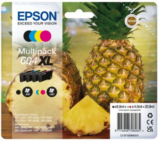 Epson 604XL Multipack - Pack de 4 - XL - noir, cyan, magenta, jaune - original - blister - cartouche d'encre - pour EPL 4200, Stylus Photo 2200, WorkForce WF-2950DWF 