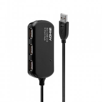 Lindy Rallonge active USB 2.0 Pro avec Hub 4 ports, 8m 