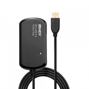 Lindy Rallonge active USB 2.0 Pro avec Hub 4 ports, 8m 