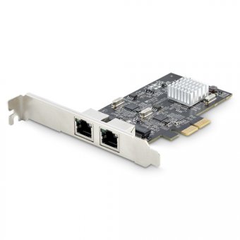 Startech Carte Réseau PCIe à 2 Ports 2,5 Gbps NBASE-T, Intel I225-V - Adaptateur réseau - PCIe 2.0 x2 profil bas - Ethernet 10M/100M/1G/2,5 Gigabit x 2 - noir 