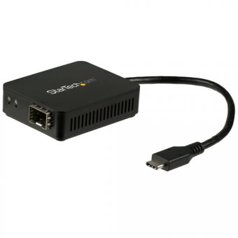 Startech Adaptateur réseau USB-C vers fibre optique Gigabit Ethernet avec SFP ouvert - Convertisseur USB-C vers fibre 1000Base-SX/LX - Adaptateur réseau - USB-C - 1000Base-LX/1000Base-SX x 1 - noir 