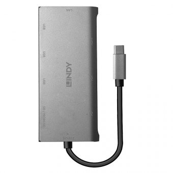 Lindy DST-Mini Plus, Mini Docking Station USB-C pour Laptop avec prise en charge 4k HDMI, VGA & charge 100W 