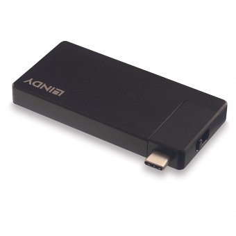 Lindy DST-Micro, Micro Docking Station USB-C pour Laptop avec prise en charge 4K & charge 100W 