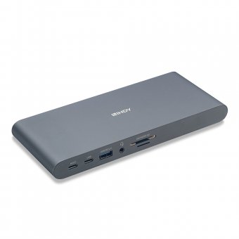 Lindy DST-Pro 5K XT, Docking Station USB-C pour Laptop avec trois écrans (4K) ou un écran (5K) & Power Delivery 100W 