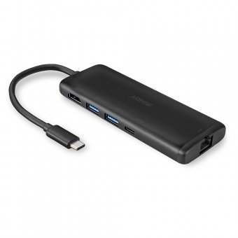 Lindy DST-Mini, Mini Docking Station USB-C pour Laptop avec prise en charge 4k & possibilité de charge 100W 