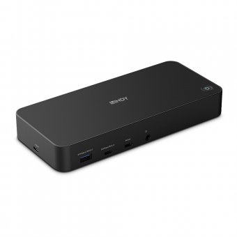 Lindy DST-Pro Universal, Docking Station Hybride USB Type C et Type A pour Laptop avec prise en charge 3x4K (DP, HDMI) 