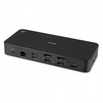 Lindy DST-Pro Universal, Docking Station Hybride USB Type C et Type A pour Laptop avec prise en charge 3x4K (DP or HDMI) 