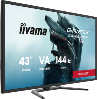 iiyama G-MASTER G4380UHSU-B2 - Écran LED - 43" (42.5" visualisable) - 3840 x 2160 4K UHD (2160p) @ 144 Hz - VA - 550 cd/m² - 4000:1 - 0.4 ms - 2xHDMI, 2xDisplayPort - haut-parleurs - noir, mat 
