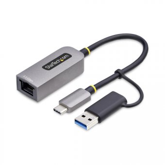 Startech 2.5GbE USB-C to Ethernet Adapter with USB-A Converter - Adaptateur réseau - USB-C 3.2 Gen 1 / Thunderbolt 3 - Ethernet 10M/100M/1G/2,5 Gigabit - gris sidéral 