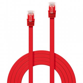 Lindy Câble réseau Plat Rouge Cat.6A U/UTP, 0.3m 