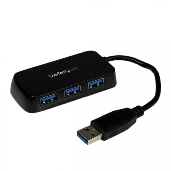 Startech Hub USB 3.0 à 4 ports avec câble intégré - Concentrateur USB SuperSpeed portable - Mini hub USB3 - Noir - Concentrateur (hub) - 4 x SuperSpeed USB 3.0 - de bureau - pour P/N: FCREADMICRO3, MSDREADU3CA, USB3S2ESATA3 
