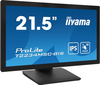 iiyama ProLite T2234MSC-B1S - Écran LED - 22" (21.5" visualisable) - écran tactile - 1920 x 1080 Full HD (1080p) - IPS - 350 cd/m² - 1000:1 - 18 ms - HDMI, VGA, DisplayPort - haut-parleurs - noir, mat 
