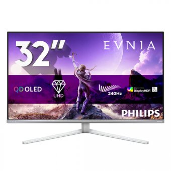 Philips Evnia 8000 32M2N8900 - Moniteur OLED - jeux - 32" (31.5" visualisable) - 3840 x 2160 4K @ 240 Hz - 1000 cd/m² - 1500000:1 - DisplayHDR 400 True Black - 0.03 ms - 2xHDMI, DisplayPort, USB-C - haut-parleurs - blanc 