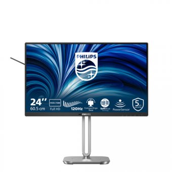 Philips 24B2N4200 - 4000 Series - écran LED - 24" (23.8" visualisable) - 1920 x 1080 Full HD (1080p) @ 120 Hz - IPS - 300 cd/m² - 1500:1 - 4 ms - HDMI, VGA, DisplayPort - haut-parleurs - argent, Charbon 
