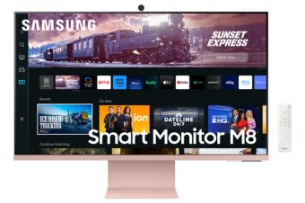 Samsung S32CM80PUU - M80C Series - écran LED - Intelligent - 32" - 3840 x 2160 4K @ 60 Hz - VA - 400 cd/m² - 3000:1 - HDR10, HDR10+ - 4 ms - HDMI, USB-C - haut-parleurs - blanc chaud, rose flamboyant 