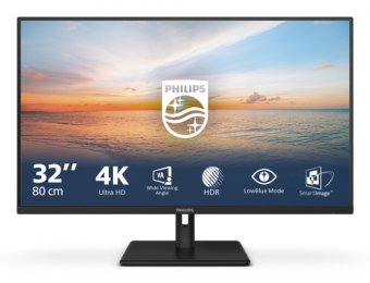 Philips 32E1N1800LA - 1000 Series - écran LED - 32" (31.5" visualisable) - 3840 x 2160 4K UHD (2160p) @ 60 Hz - VA - 300 cd/m² - 3500:1 - HDR10 - 4 ms - 2xHDMI, DisplayPort - haut-parleurs - noir 